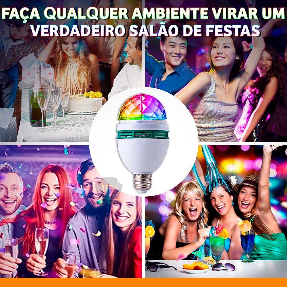 Lampada Led Giratoria Rgb Colorido Bola Maluca Bivolt com Bocal