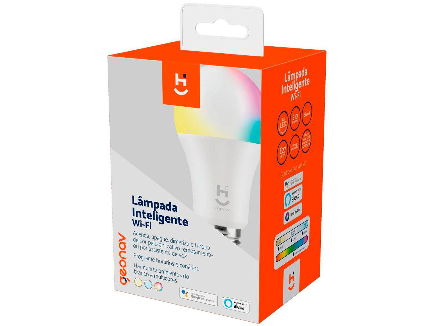 Lâmpada LED Inteligente 9W Wi-Fi Bluetooth RGB