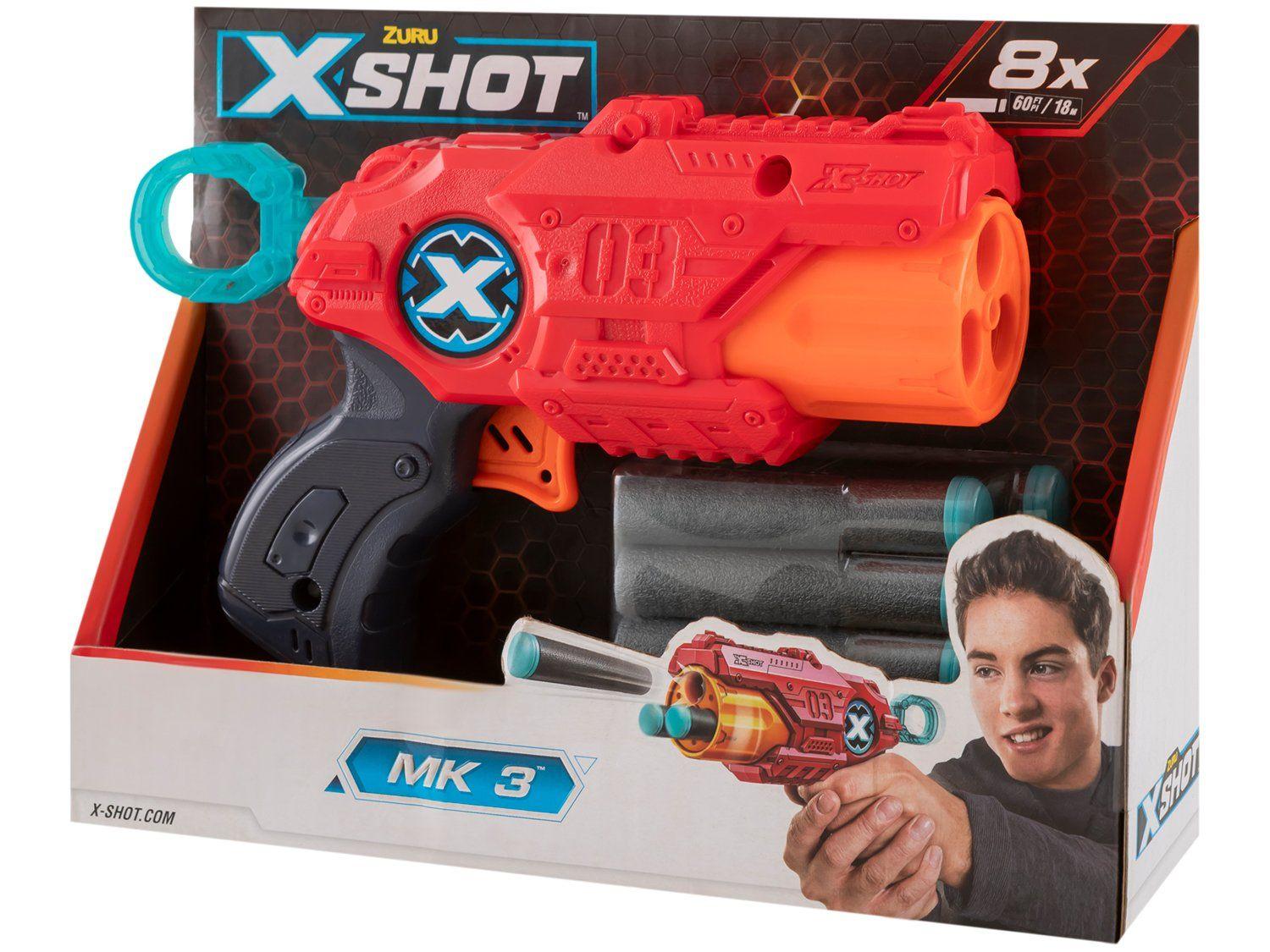 Lançador de Dardos X-Shot Red Mini TK3 3 Tiros| Colorido