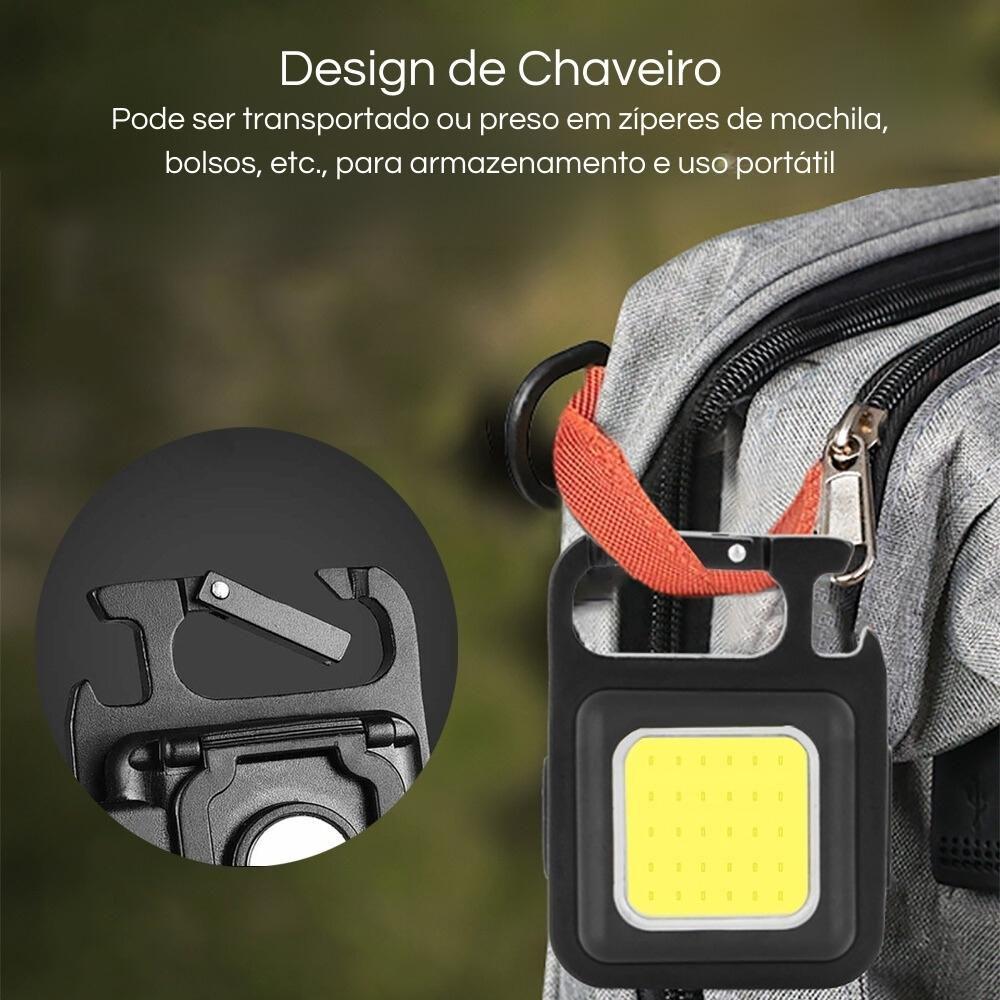 Imagem de Lanterna LED multifuncional USB Recarregável COB Mini Chaveiro