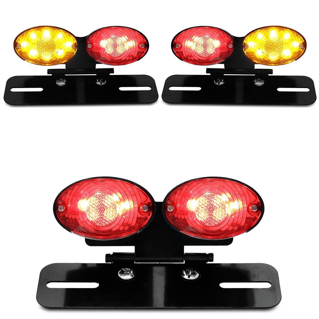 Lanterna Traseira Moto Custom Led Dupla Fume Pisca Integrado Luz De Placa Suporte Eliminador Rabeta Nas Americanas