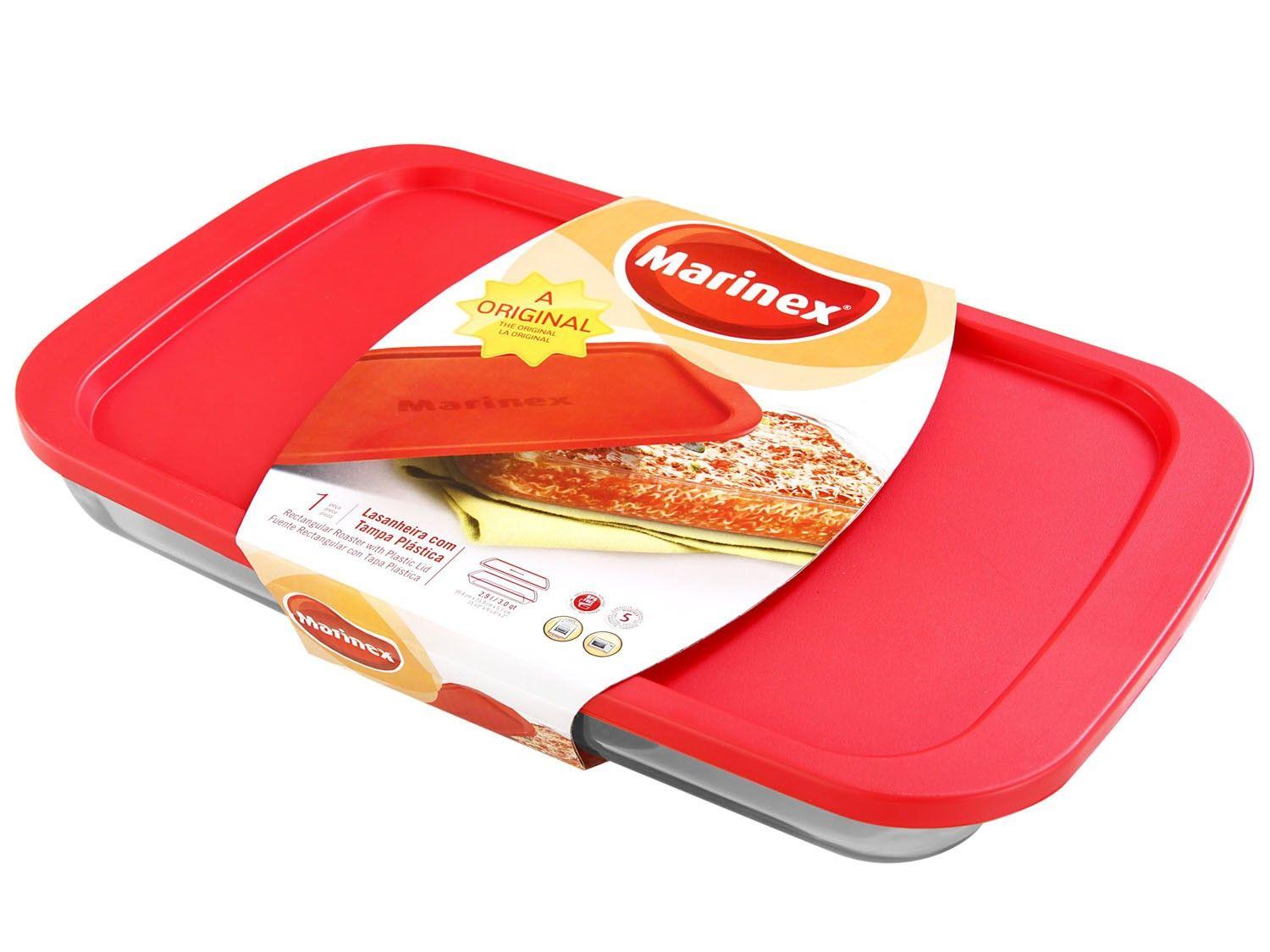 Lasanheira de Vidro Retangular 2,9L com Tampa Marinex