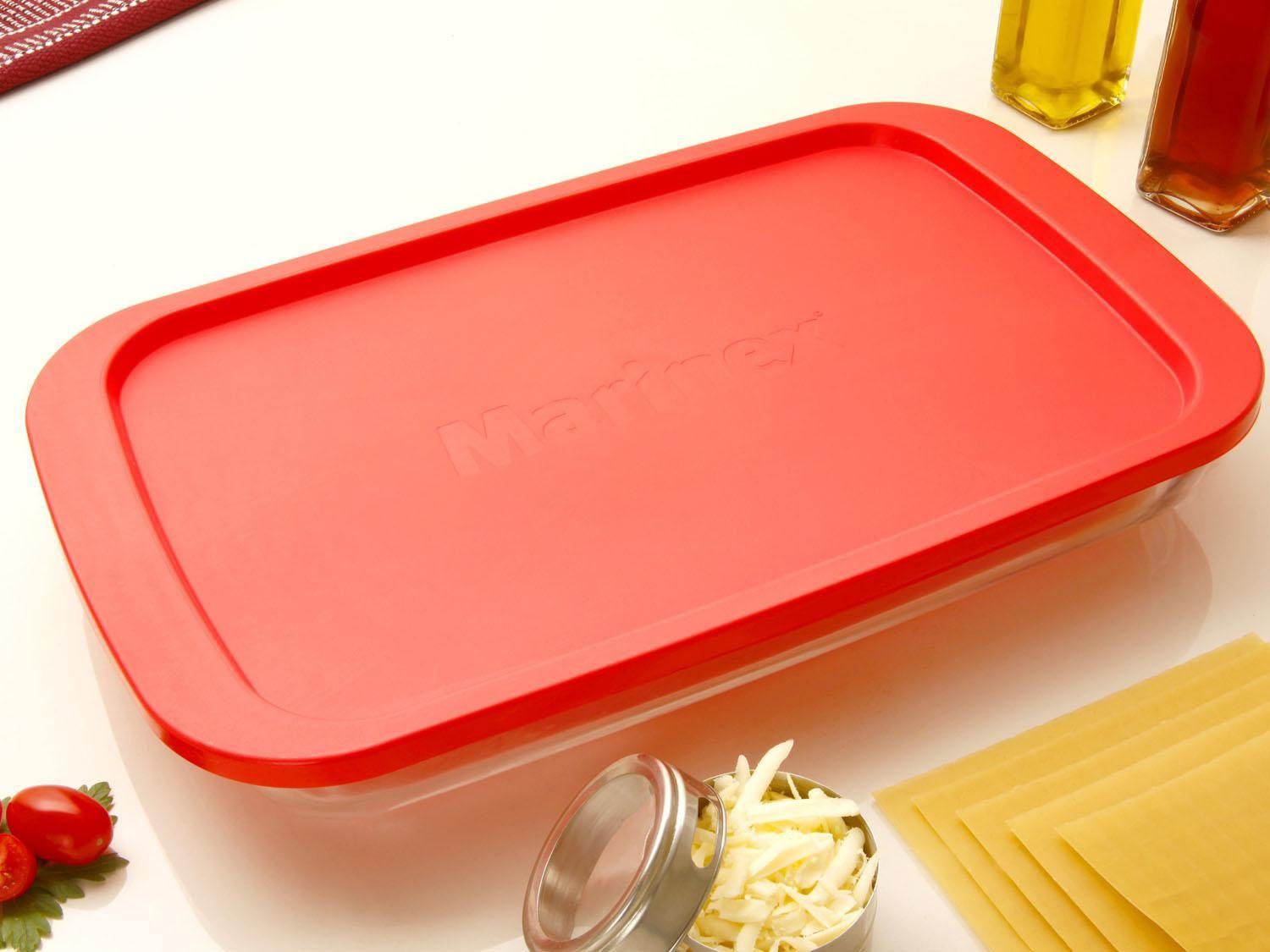 Lasanheira de Vidro Retangular 2,9L com Tampa Marinex