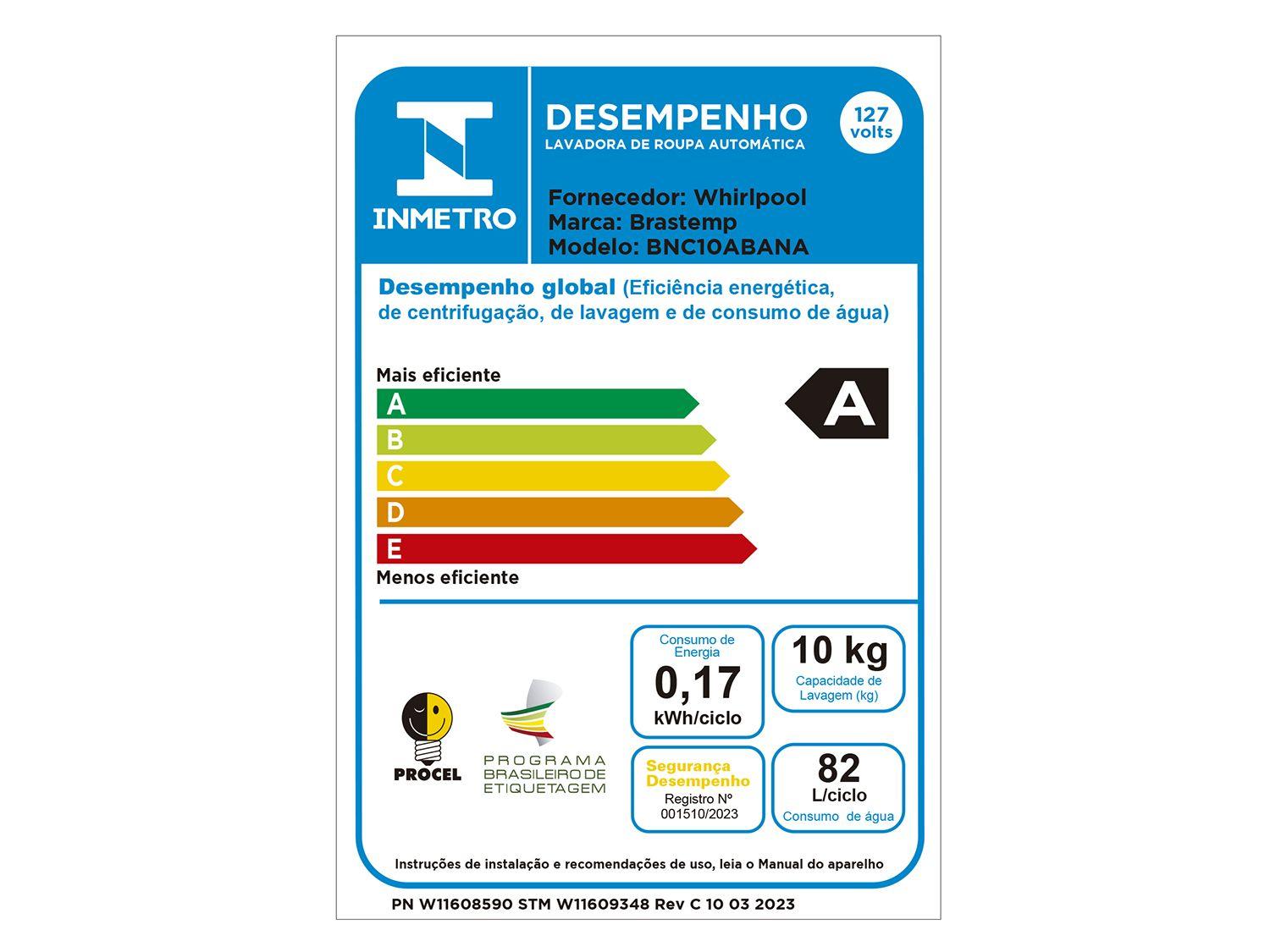 Lava e Seca Brastemp 10kg BNC10AB Inverter