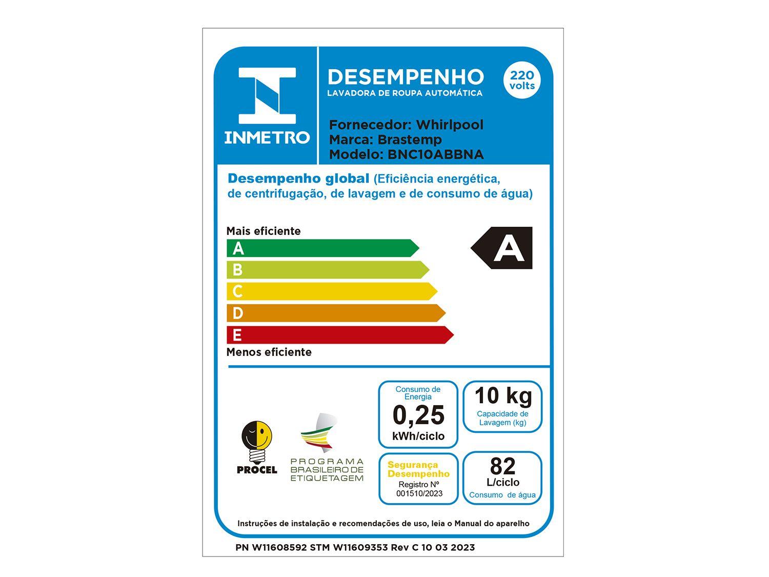 Lava e Seca Brastemp 10kg BNC10AB Inverter