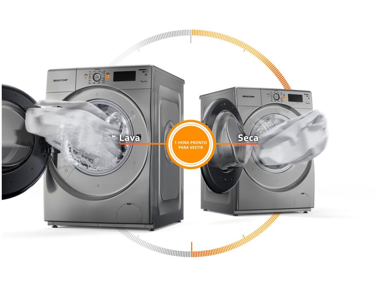 Lava e Seca Brastemp 10kg BNQ10AS Inverter - 14 Programas de Lavagem Prata