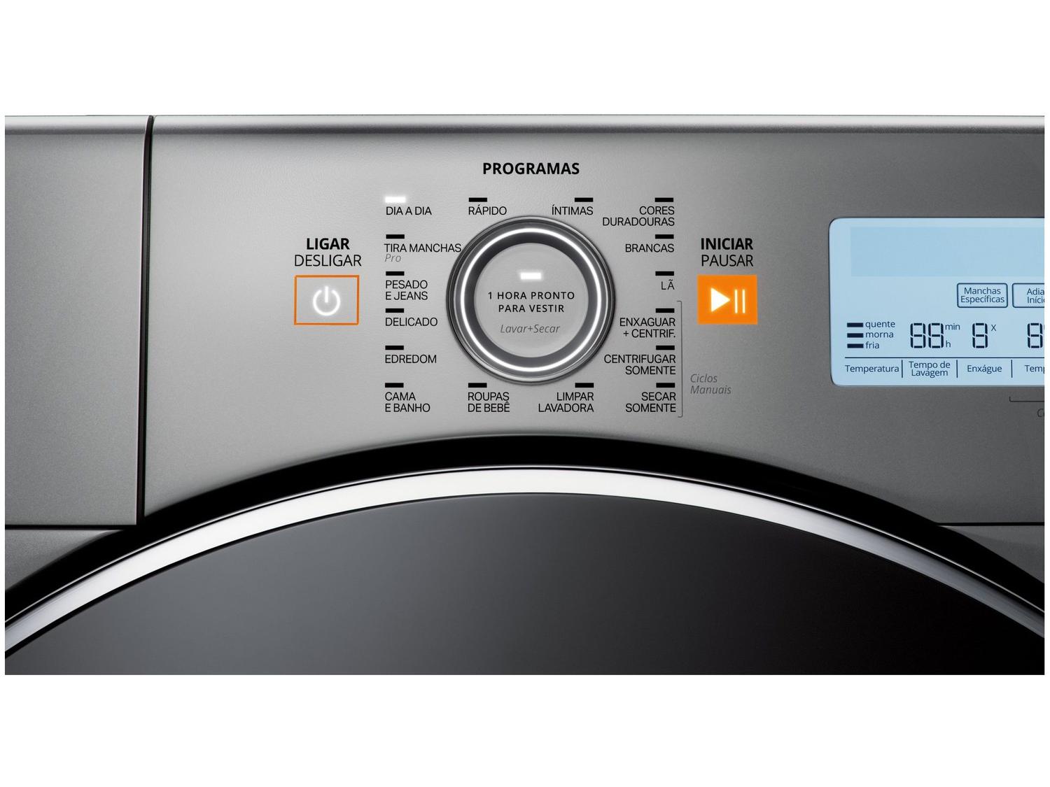 Lava e Seca Brastemp 10kg BNQ10AS Inverter - 14 Programas de Lavagem Prata