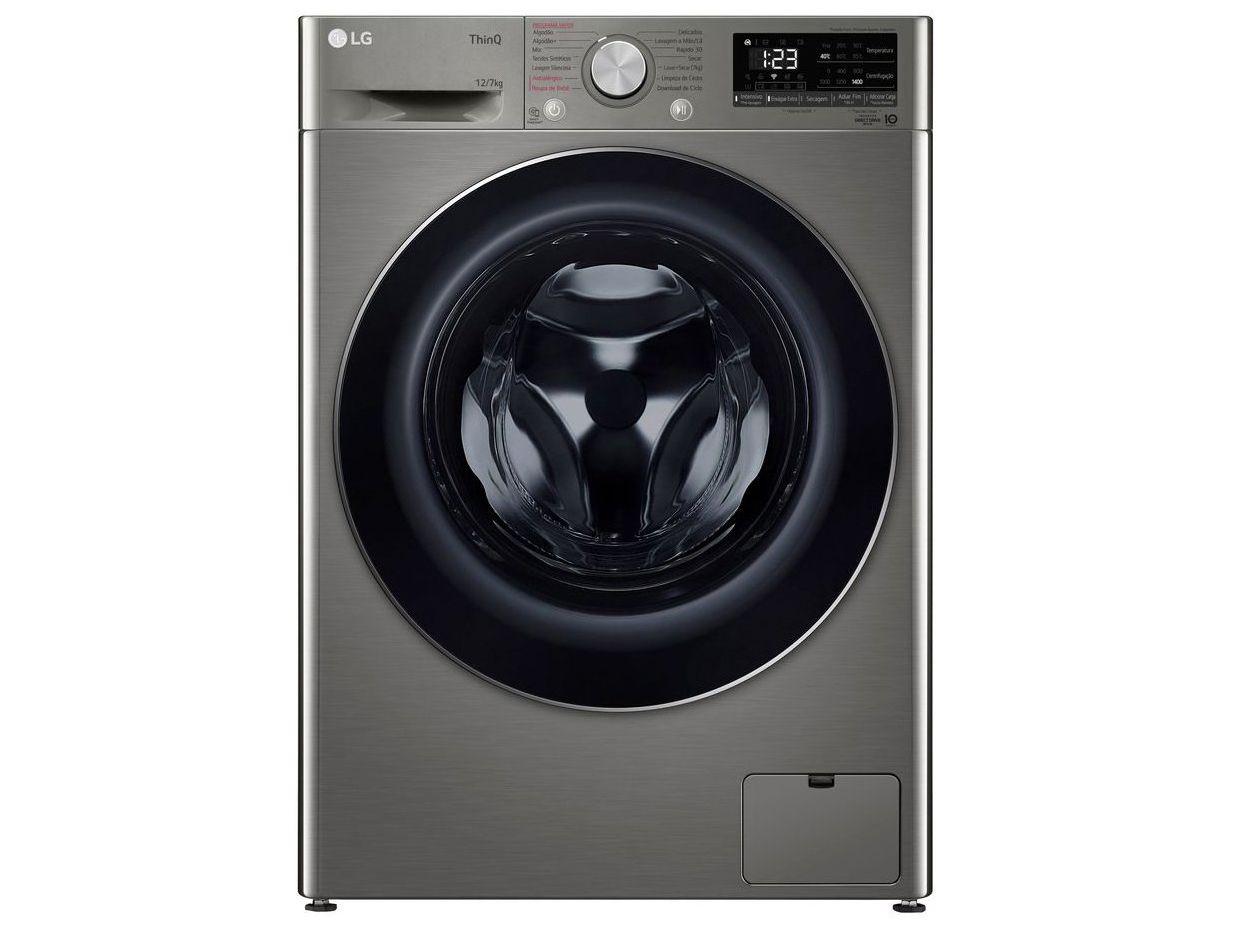 Lava e Seca LG 12kg Smart VC4 CV5012PC4 com Inteligência Artificial Água Quente e Fria Prata