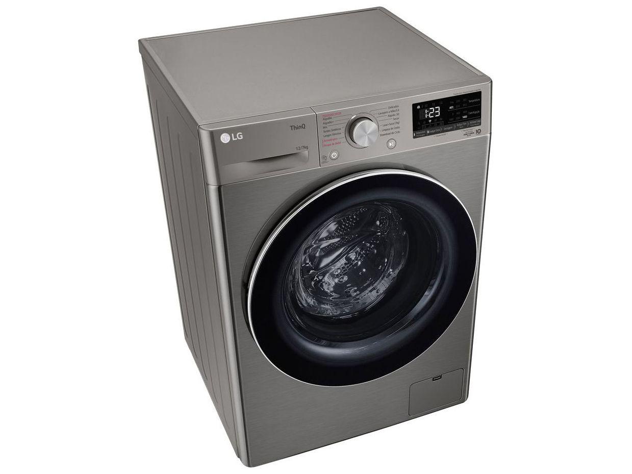 Lava e Seca LG 12kg Smart VC4 CV5012PC4 com Inteligência Artificial Água Quente e Fria Prata