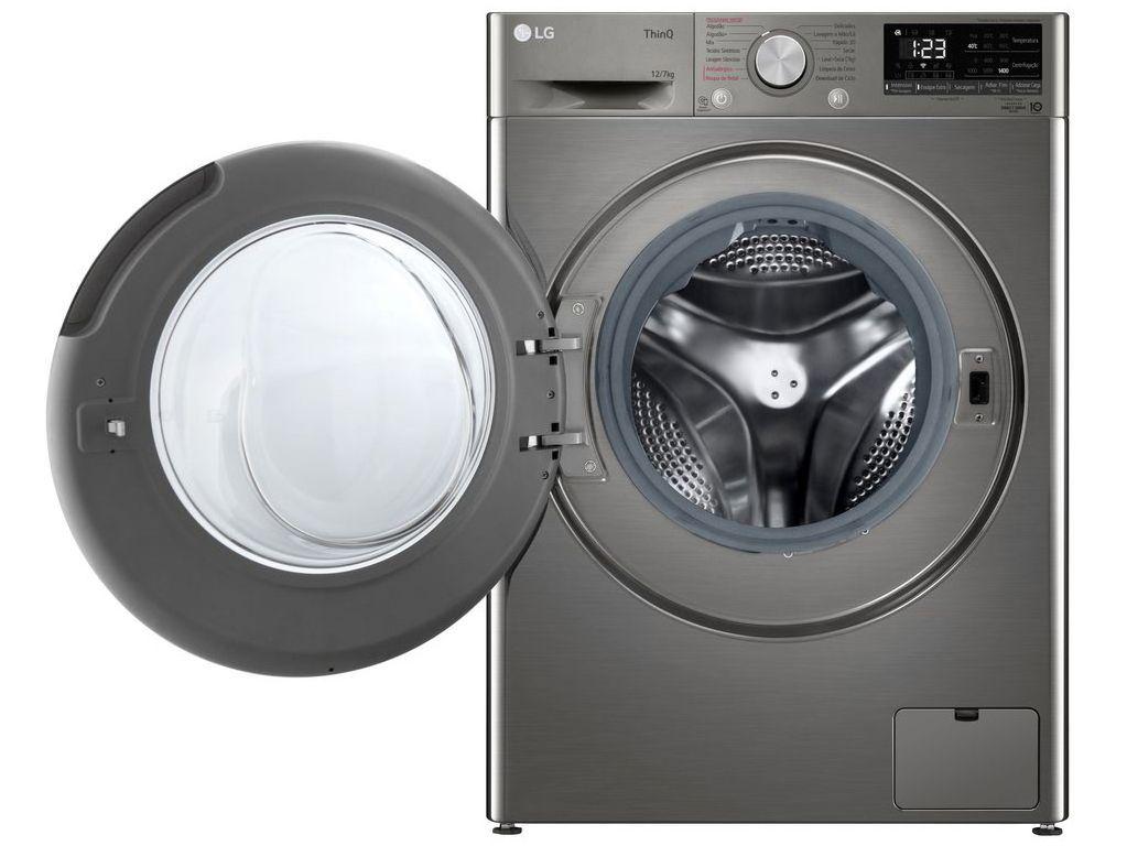 Lava e Seca LG 12kg Smart VC4 CV5012PC4 com Inteligência Artificial Água Quente e Fria Prata