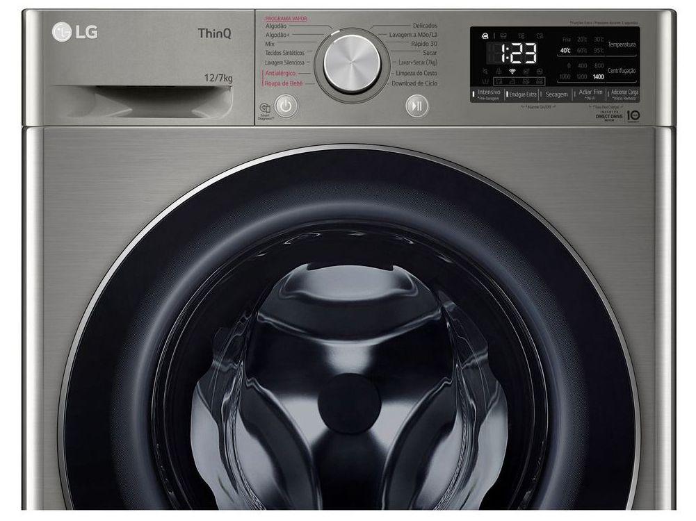 Lava e Seca LG 12kg Smart VC4 CV5012PC4 com Inteligência Artificial Água Quente e Fria Prata