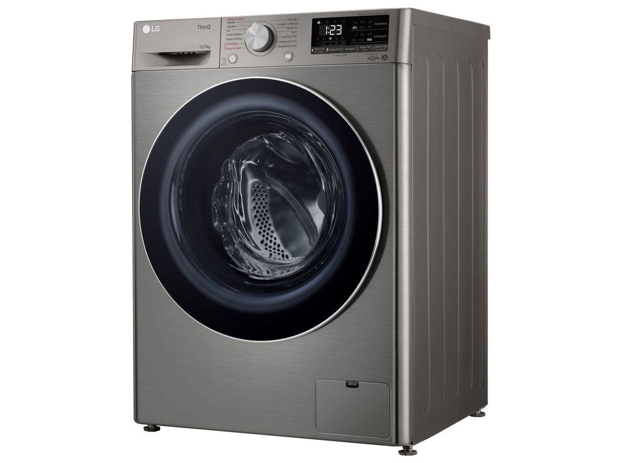 Lava e Seca LG 12kg Smart VC4 CV5012PC4 com Inteligência Artificial Água Quente e Fria Prata