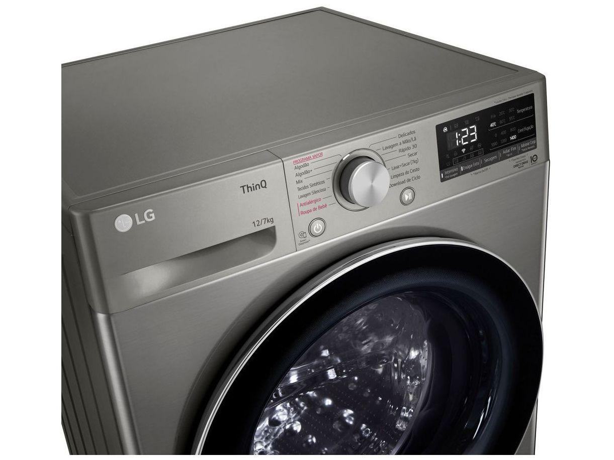 Lava e Seca LG 12kg Smart VC4 CV5012PC4 com Inteligência Artificial Água Quente e Fria Prata