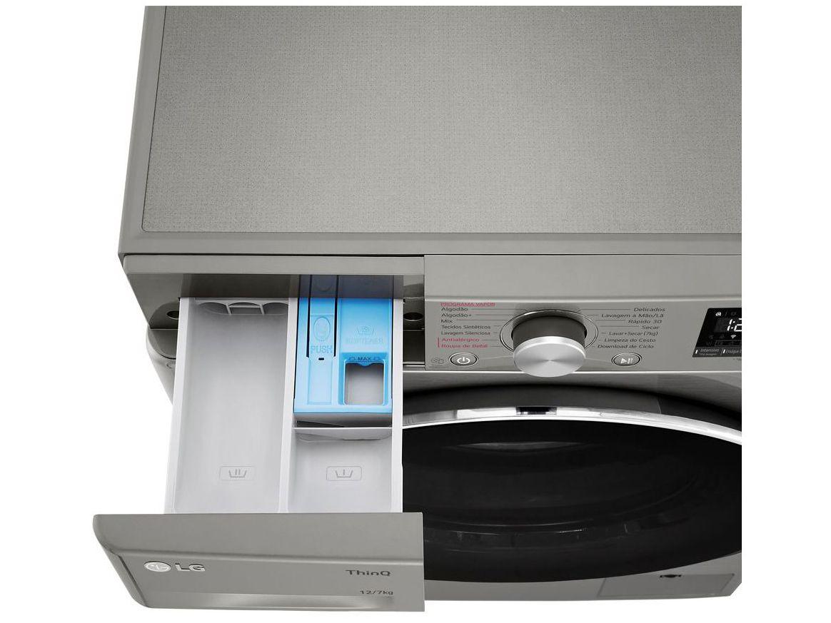 Lava e Seca LG 12kg Smart VC4 CV5012PC4 com Inteligência Artificial Água Quente e Fria Prata
