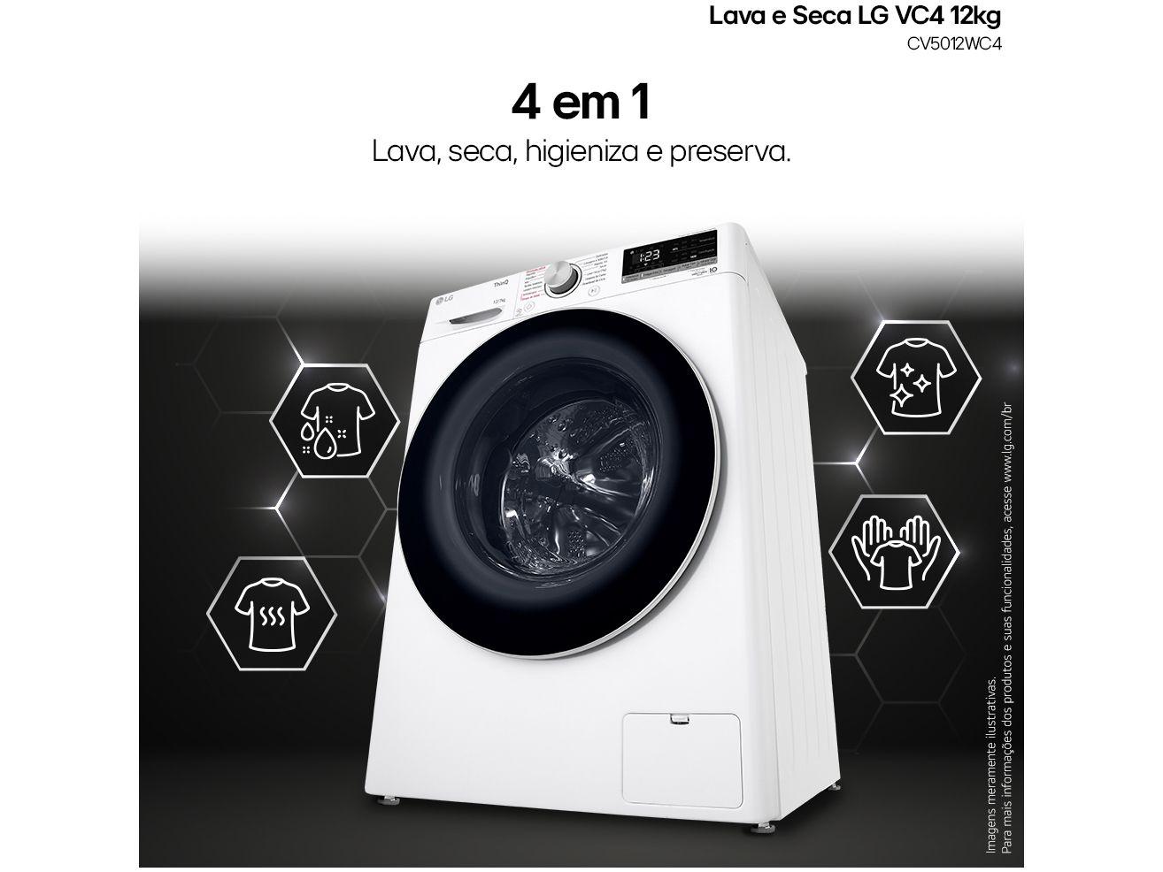 Lava e Seca LG 12kg Smart VC4 CV5012WC4 com