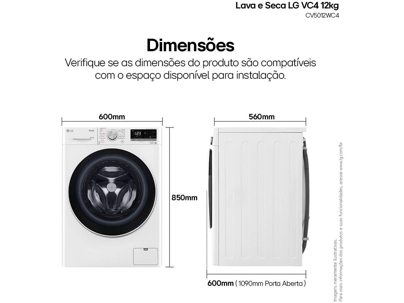Lava e Seca LG 12kg Smart VC4 CV5012WC4 com