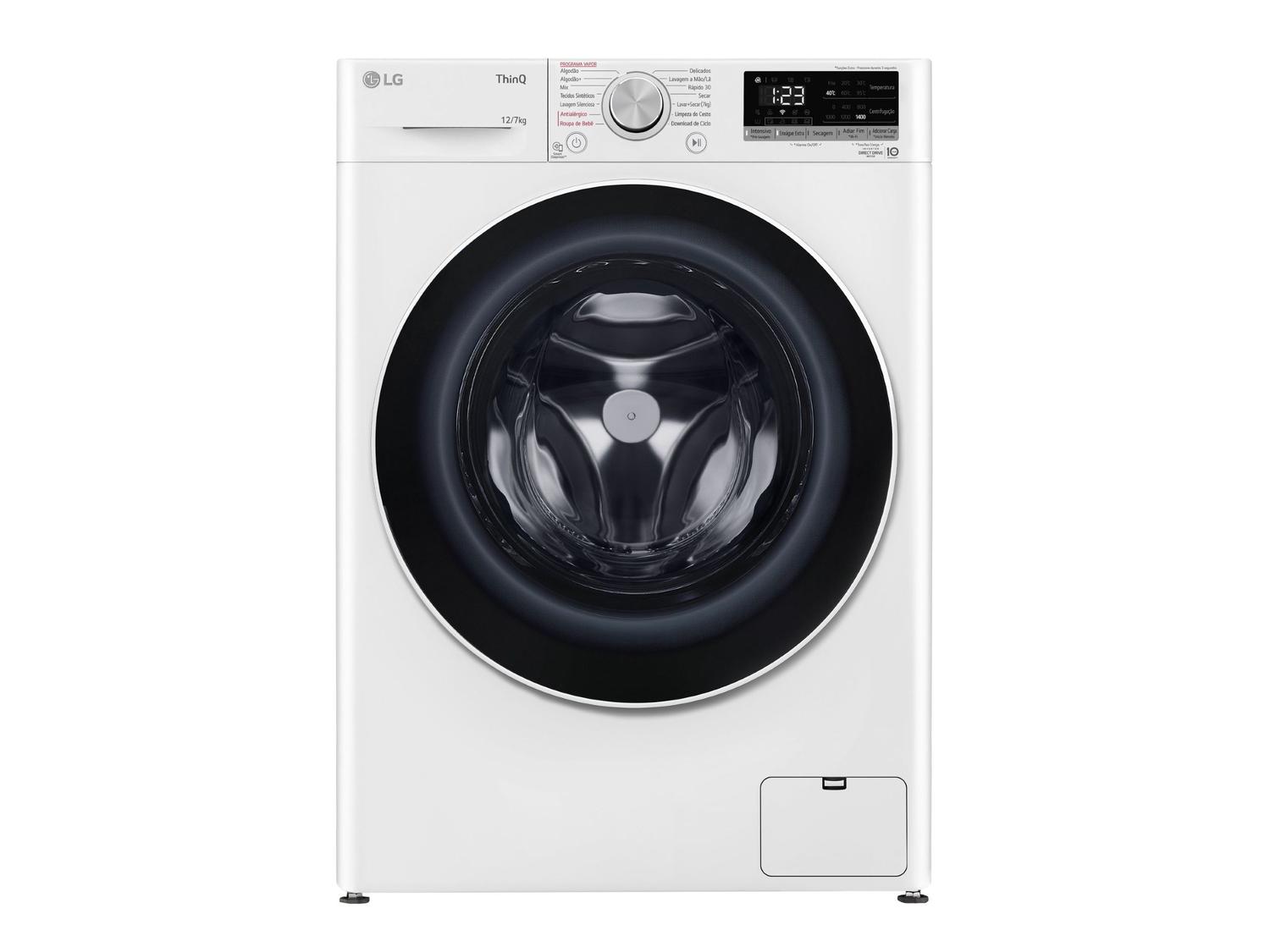 Lava e Seca LG 12kg Smart VC4 CV5012WC4 com Inteligência Artificial Água Quente e Fria Branca