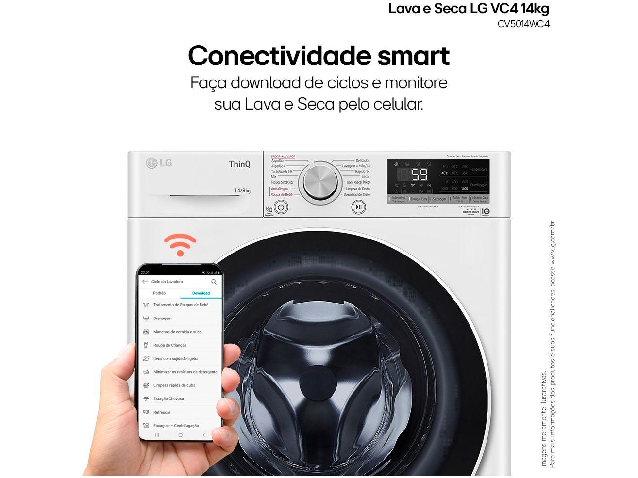 Lava e Seca LG 14kg Smart Smart VC4 CV5014WC4 com