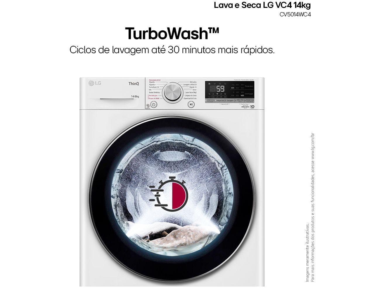 Lava e Seca LG 14kg Smart Smart VC4 CV5014WC4 com