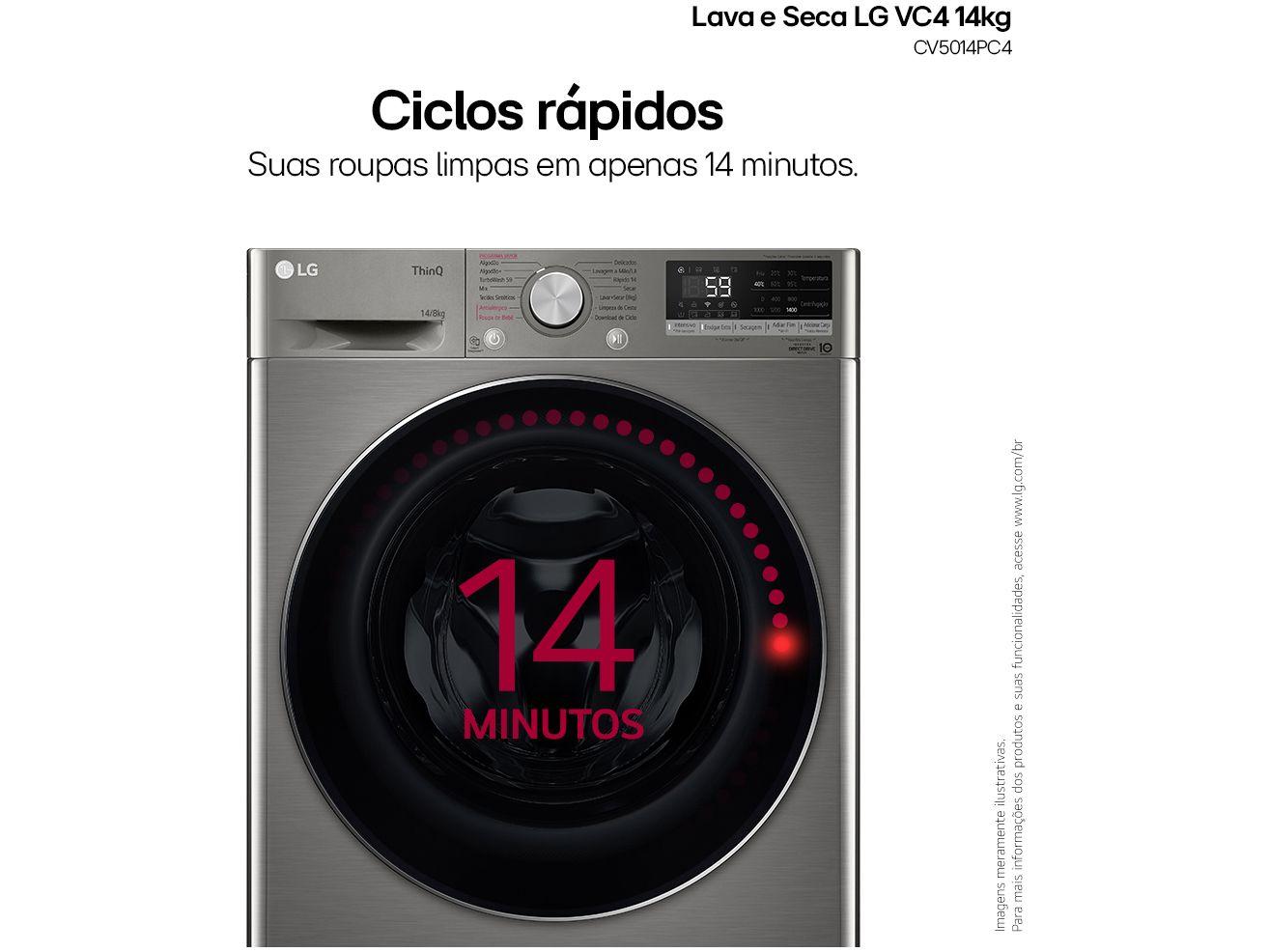 Lava e Seca LG 14kg Smart VC4 CV5014PC4 com