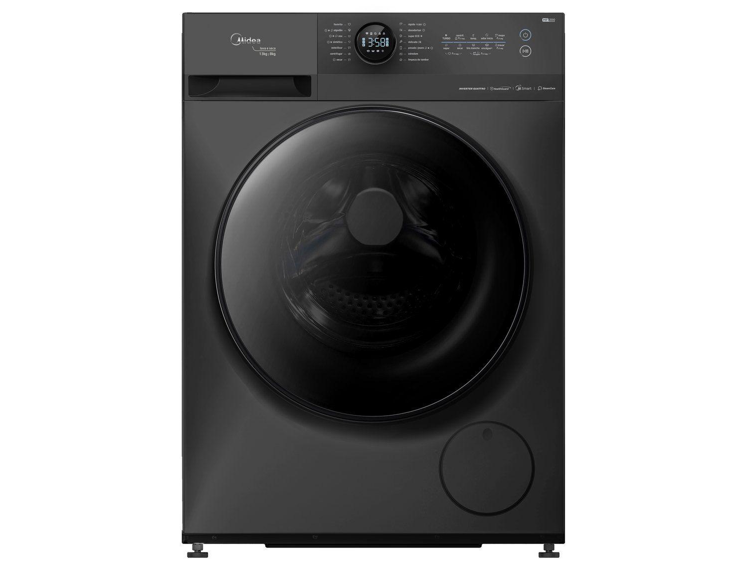 Lava e Seca Midea 13kg HealthGuard Smart Inverter Água Fria e Quente Titanium