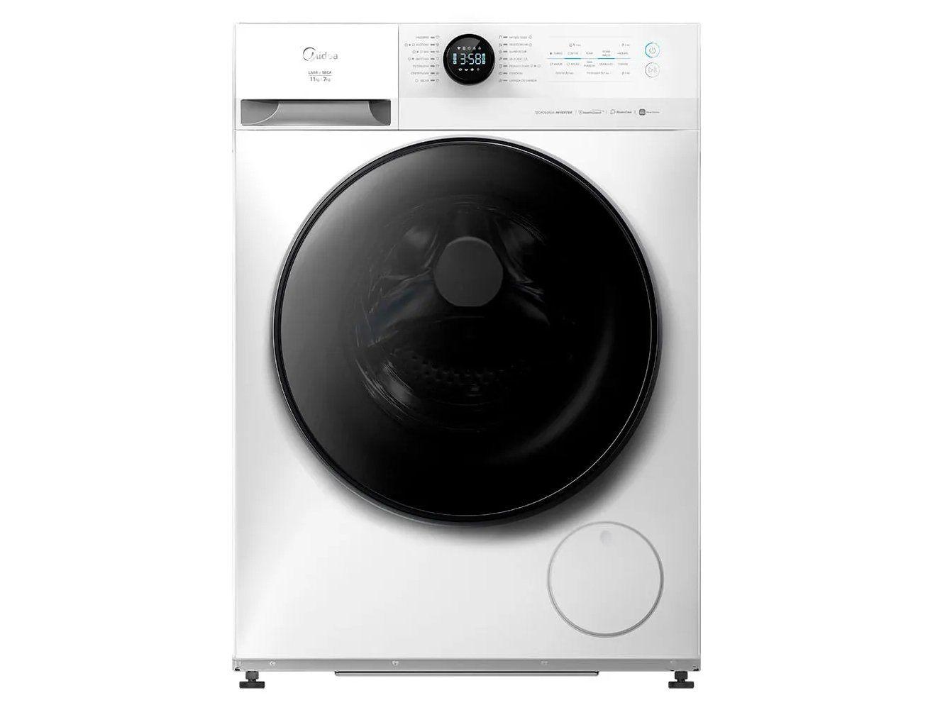 Lava e Seca Midea Slim 11kg HealthGuard Smart Inverter Água Fria e Quente Branca MF201D110WB/WK-01
