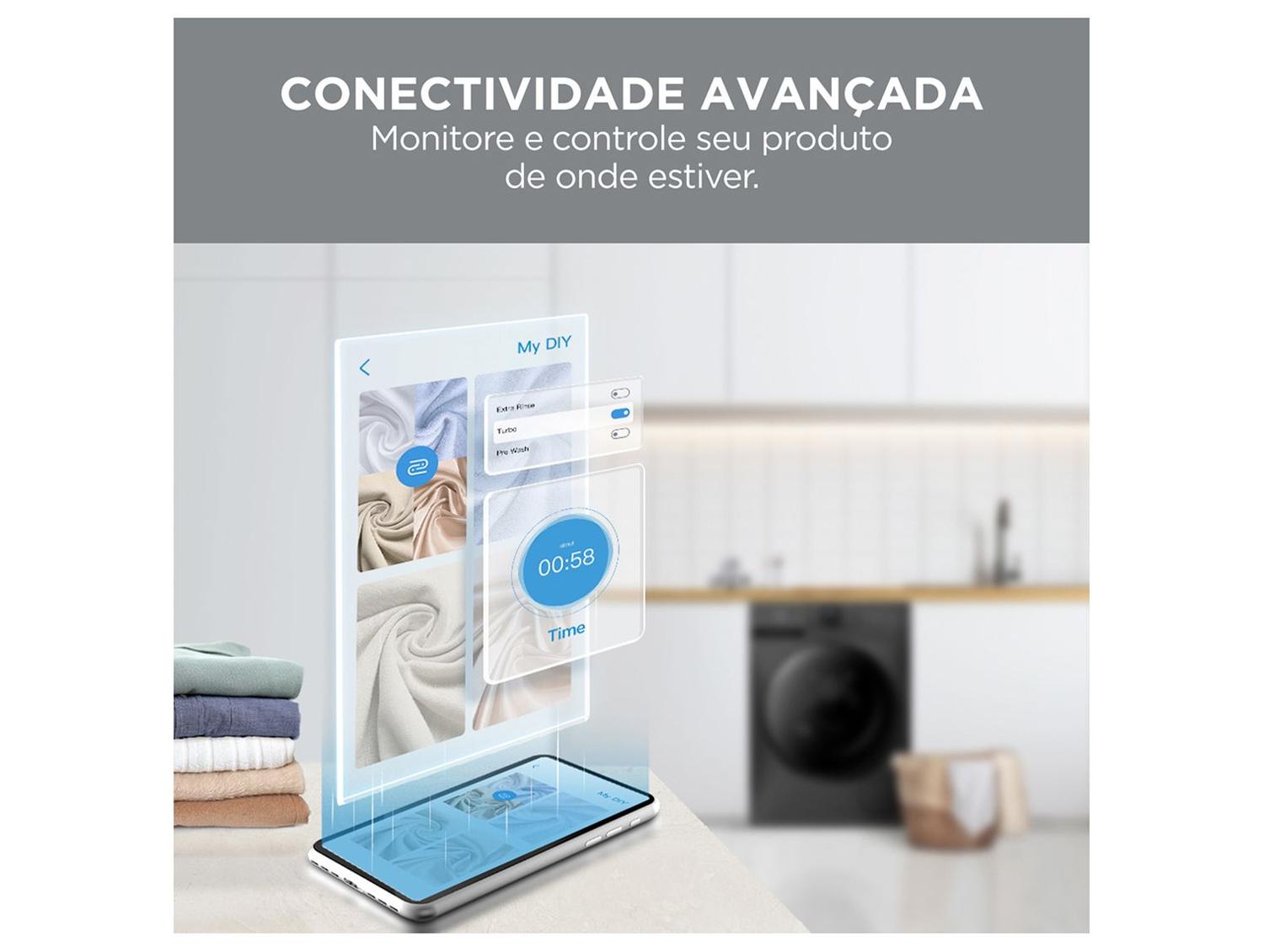 Lava e Seca Midea Slim 11kg HealthGuard Smart Inverter Água Fria e Quente Titanium MF201D110WBGK02