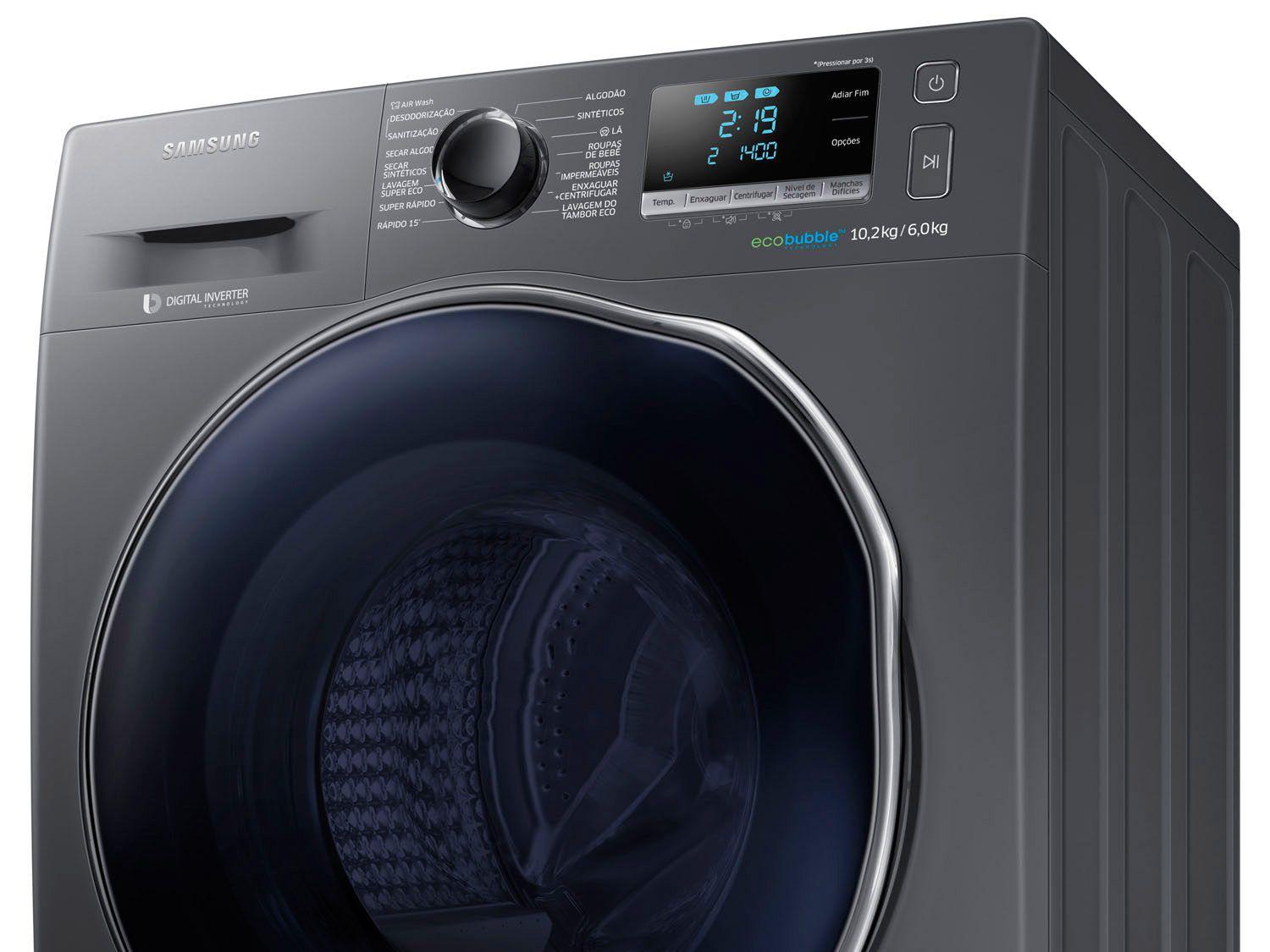 Lava e Seca Samsung 10,2kg Inox WD6000 - 13 Programas de Lavagem - Lava ...