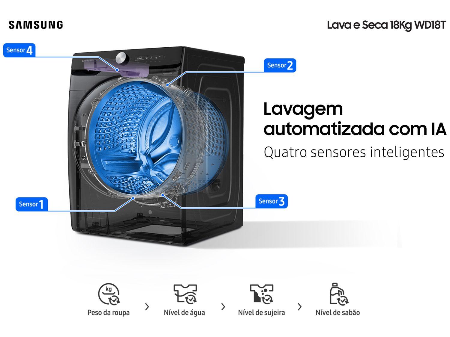 Lava e Seca Samsung 18kg Smart WD18T6500GV