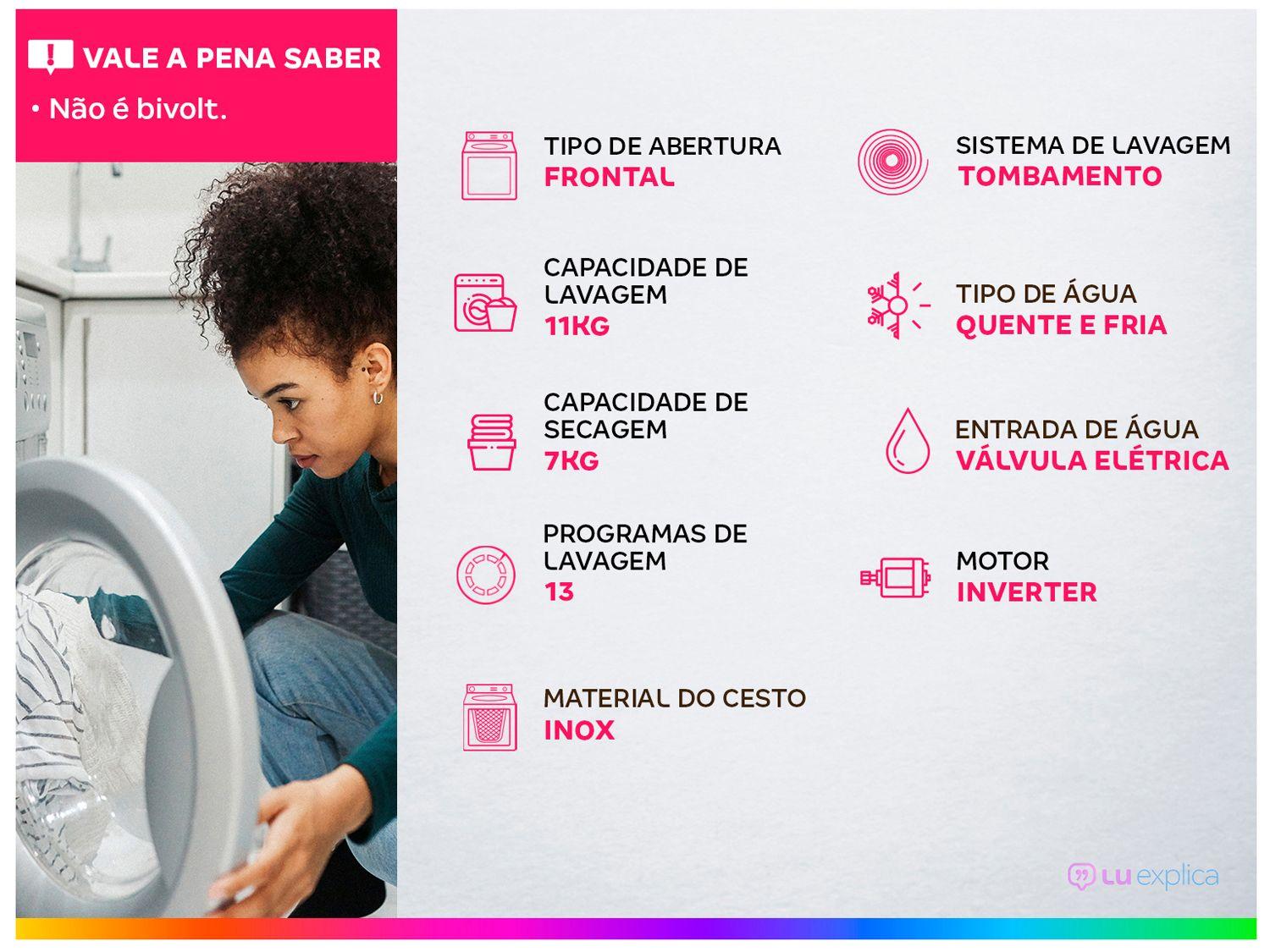 Lava e Seca TCL 11kg C311WDS1 Inverter