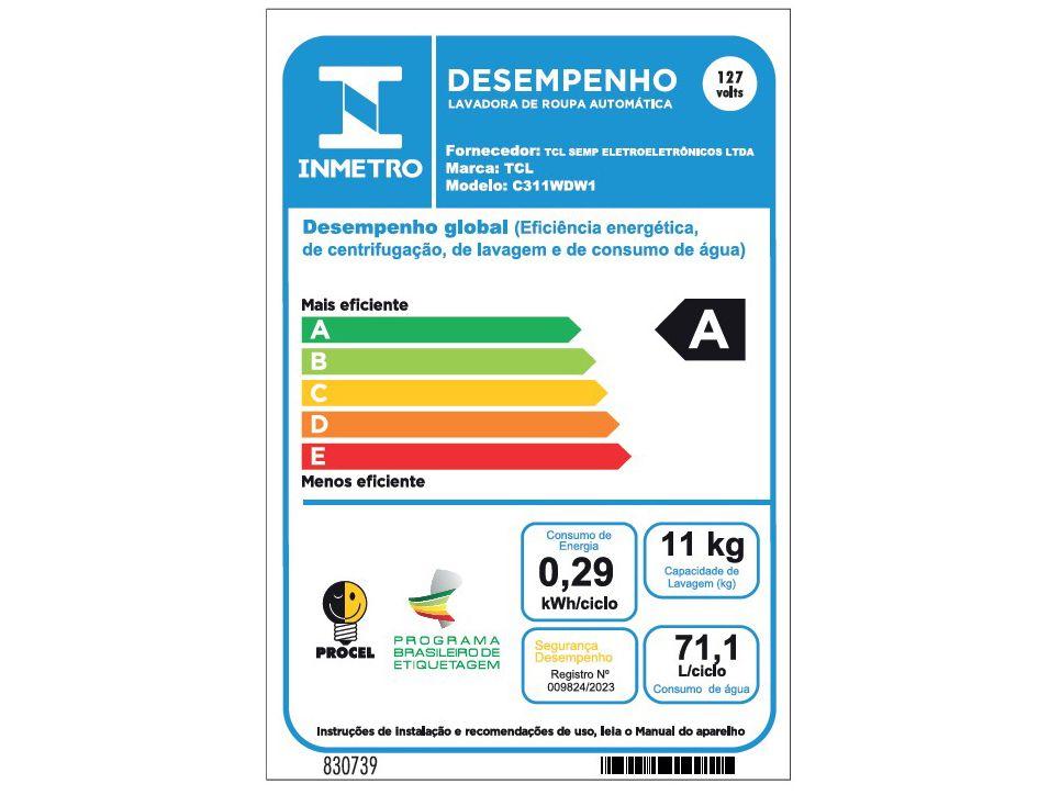 Lava e Seca TCL 11kg C311WDW Inverter