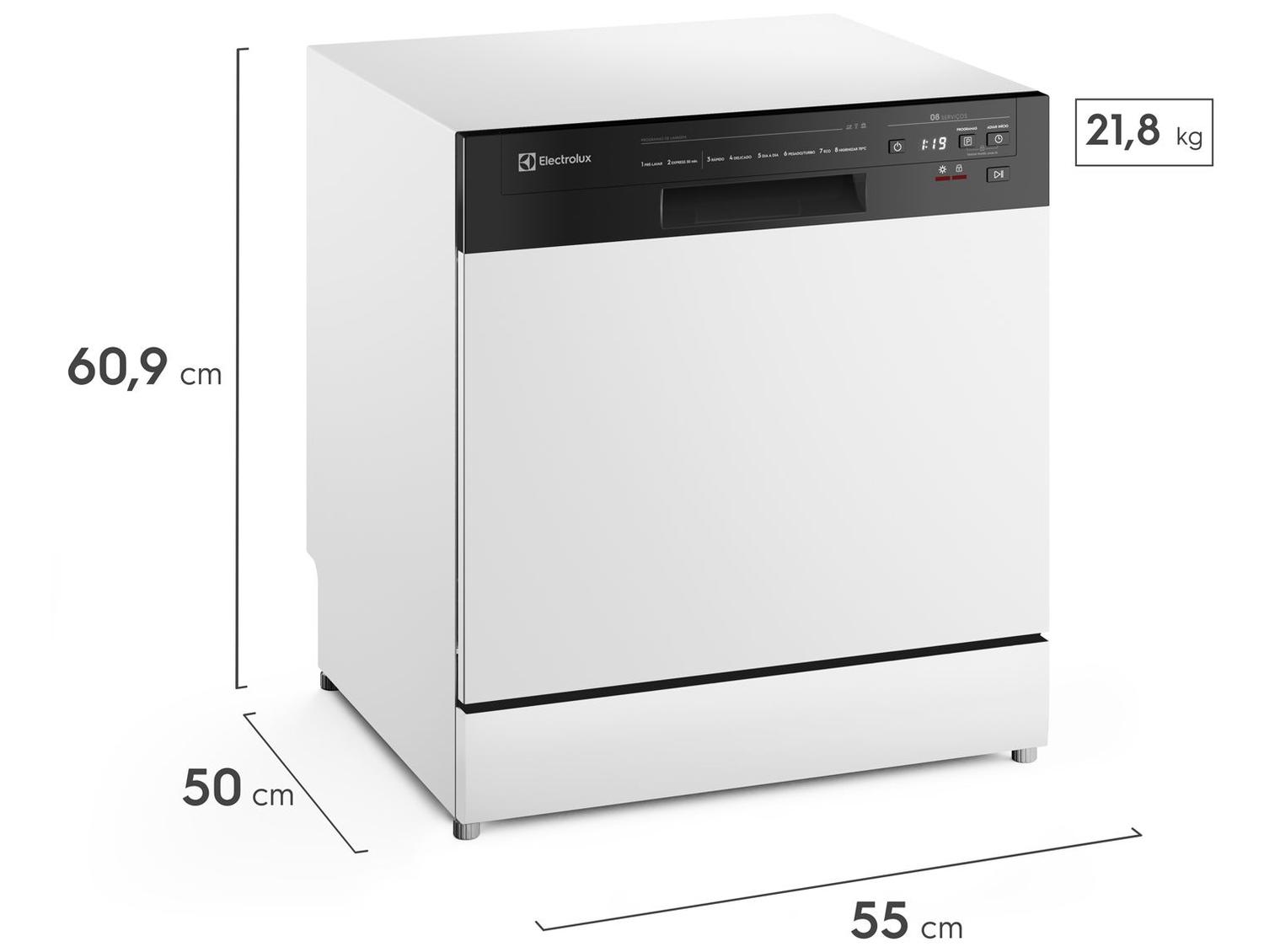 Lava-louças Electrolux 8 Serviços com Função Higienizar LB08E Branco