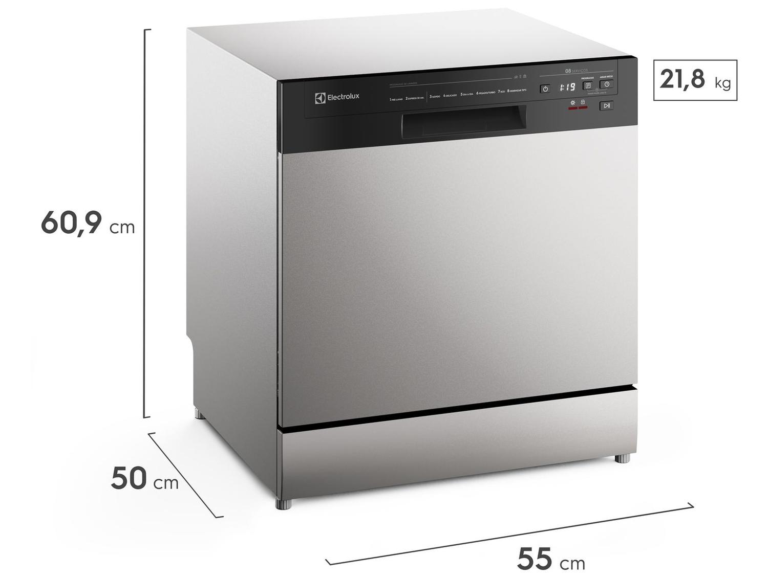 Lava-louças Electrolux 8 Serviços com Função Higienizar LS08E Inox