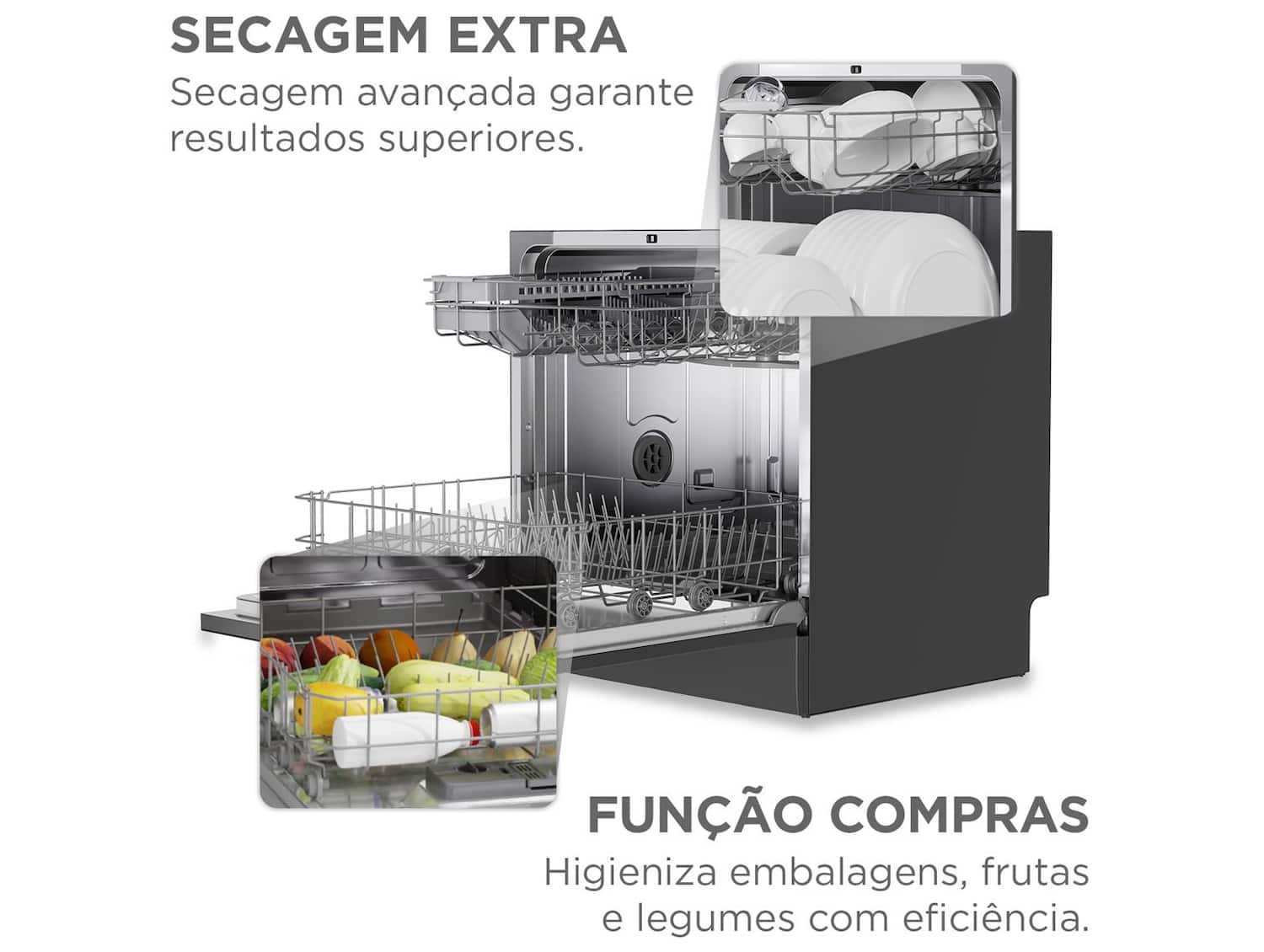 Lava-louças Midea 8 Serviços MDWTF08S2 Cinza | Uau CAIXA