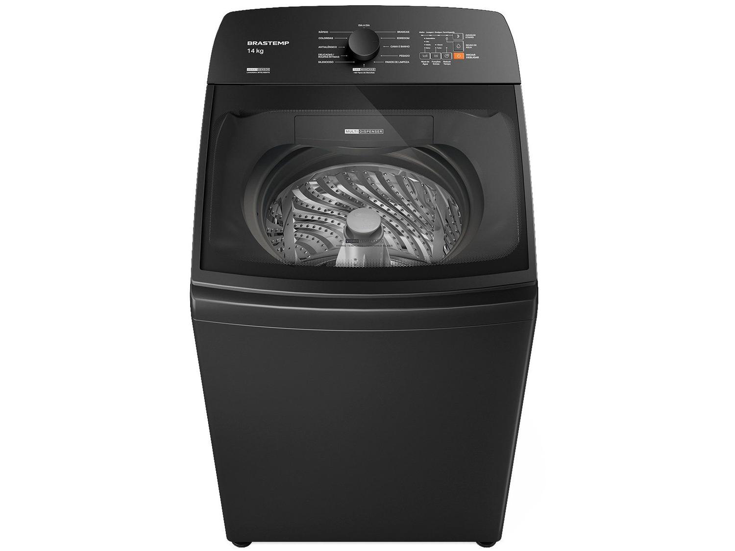 Lavadora de Roupas Brastemp 14kg Cesto Inox 12 Programas de Lavagem Cinza Platinum BWJ14A9