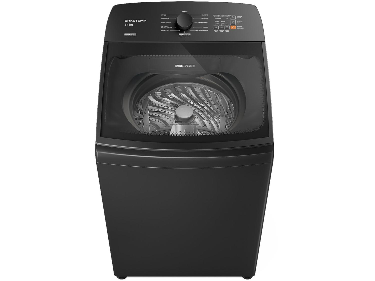 Lavadora de Roupas Brastemp 14kg Cesto Inox 12 Programas de Lavagem Cinza Platinum BWJ14A9BNA