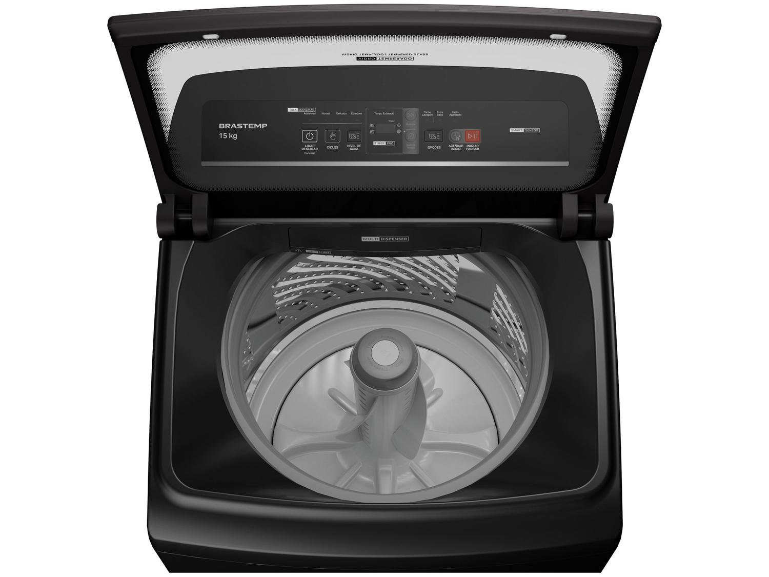 Lavadora de Roupas Brastemp 15kg Cesto Inox 4 Programas de Lavagem Cinza BWT15A9