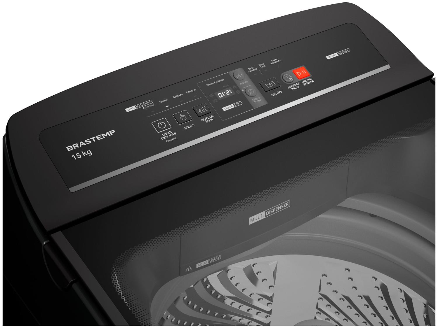 Lavadora de Roupas Brastemp 15kg Cesto Inox 4 Programas de Lavagem Cinza BWT15A9