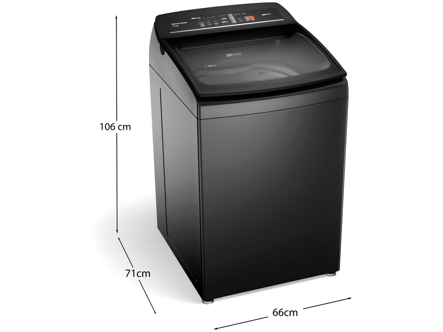 Lavadora de Roupas Brastemp 15kg Cesto Inox 4 Programas de Lavagem Cinza BWT15A9
