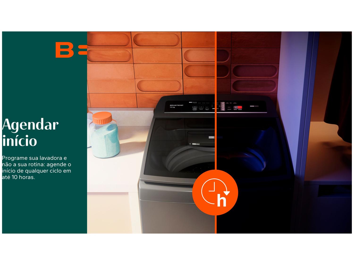 Lavadora de Roupas Brastemp 15kg Cesto Inox 4 Programas de Lavagem Cinza BWT15A9