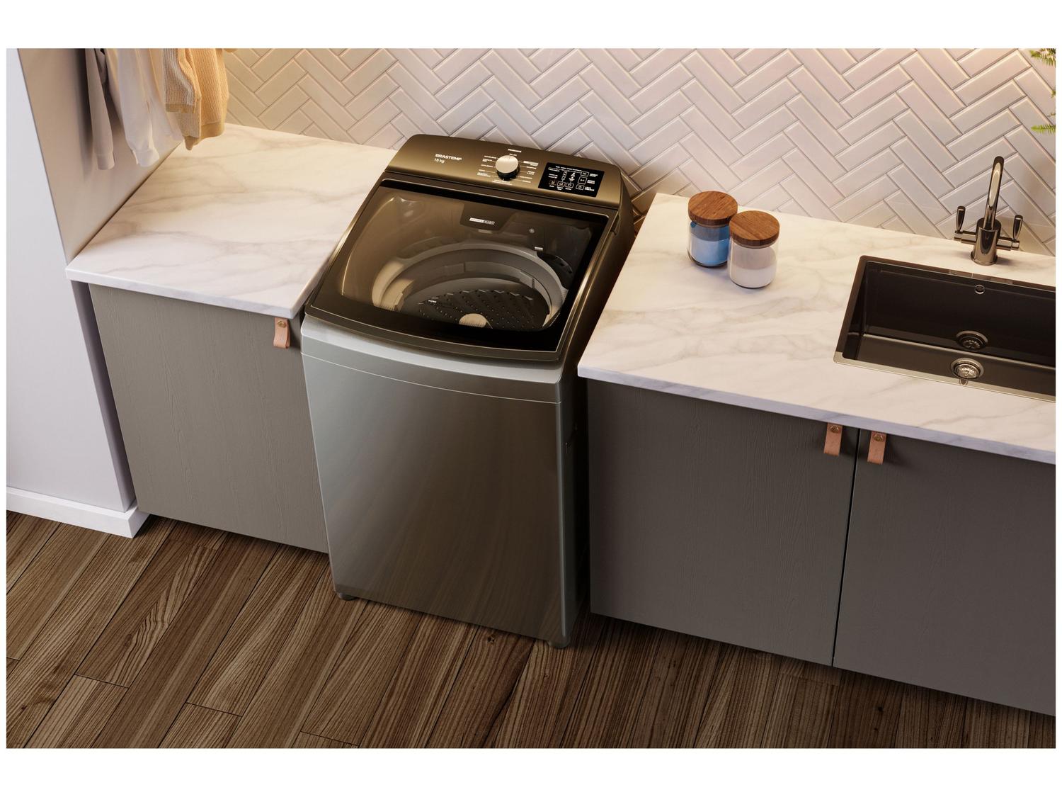 Lavadora de Roupas Brastemp 16kg 12 Programas de Lavagem Titânio BWD16