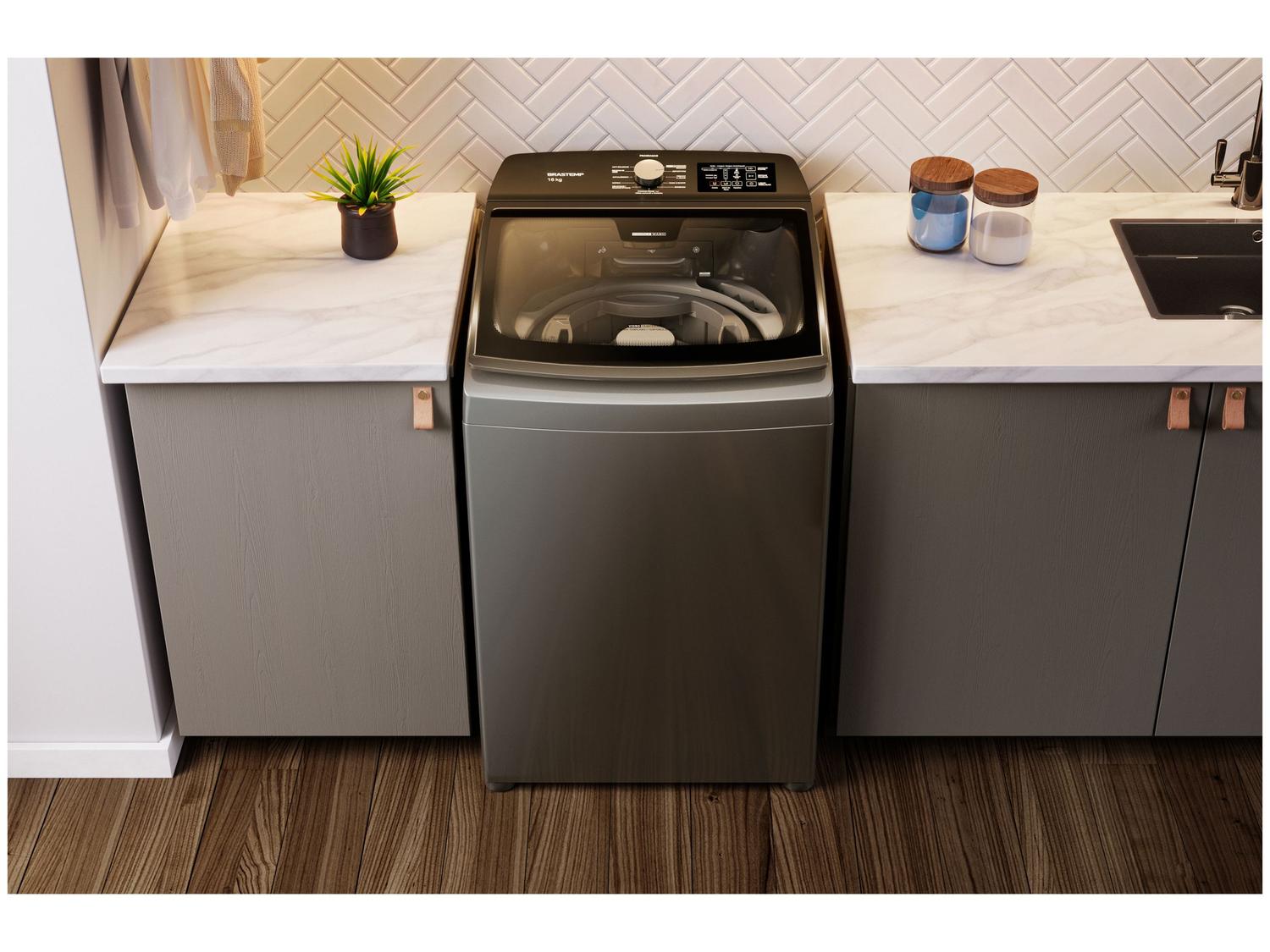 Lavadora de Roupas Brastemp 16kg 12 Programas de Lavagem Titânio BWD16
