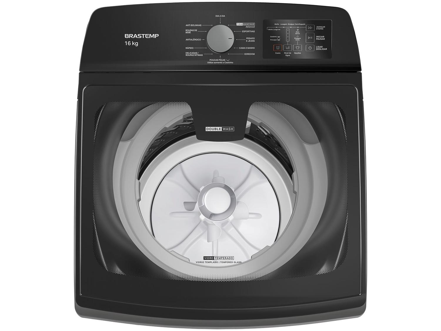 Lavadora de Roupas Brastemp 16kg 12 Programas de Lavagem Titânio BWD16