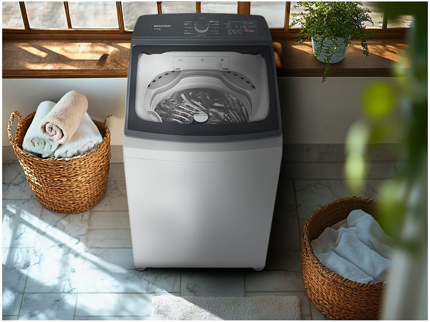 Lavadora de Roupas Brastemp 17kg Cesto Inox 12 Programas de Lavagem Branca BWK17