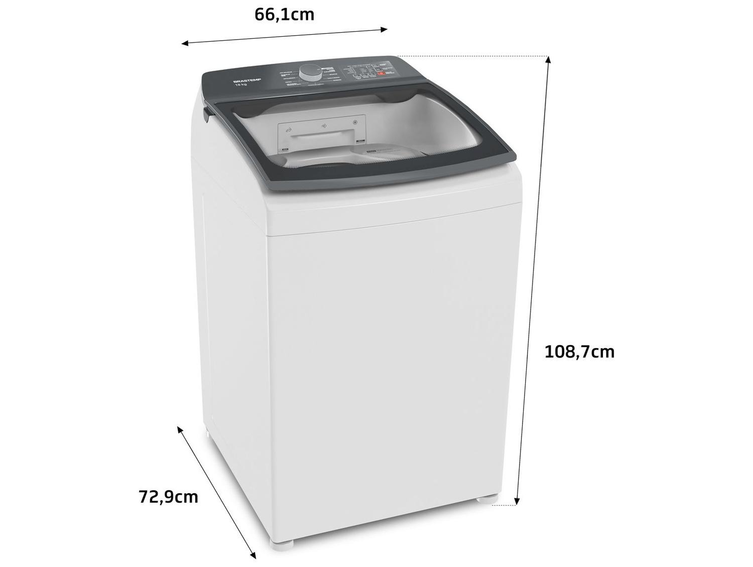 Lavadora de Roupas Brastemp 18kg Cesto Inox 12 Programas de Lavagem Branca BWF18AB