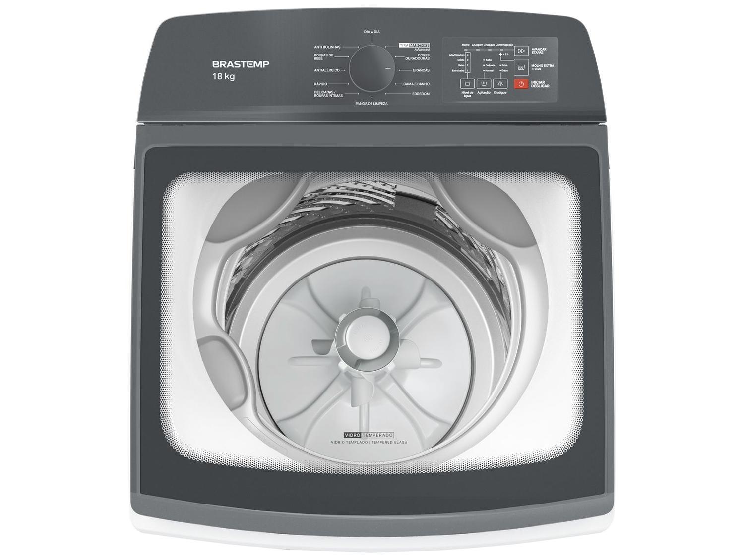 Lavadora de Roupas Brastemp 18kg Cesto Inox 12 Programas de Lavagem Branca BWF18AB