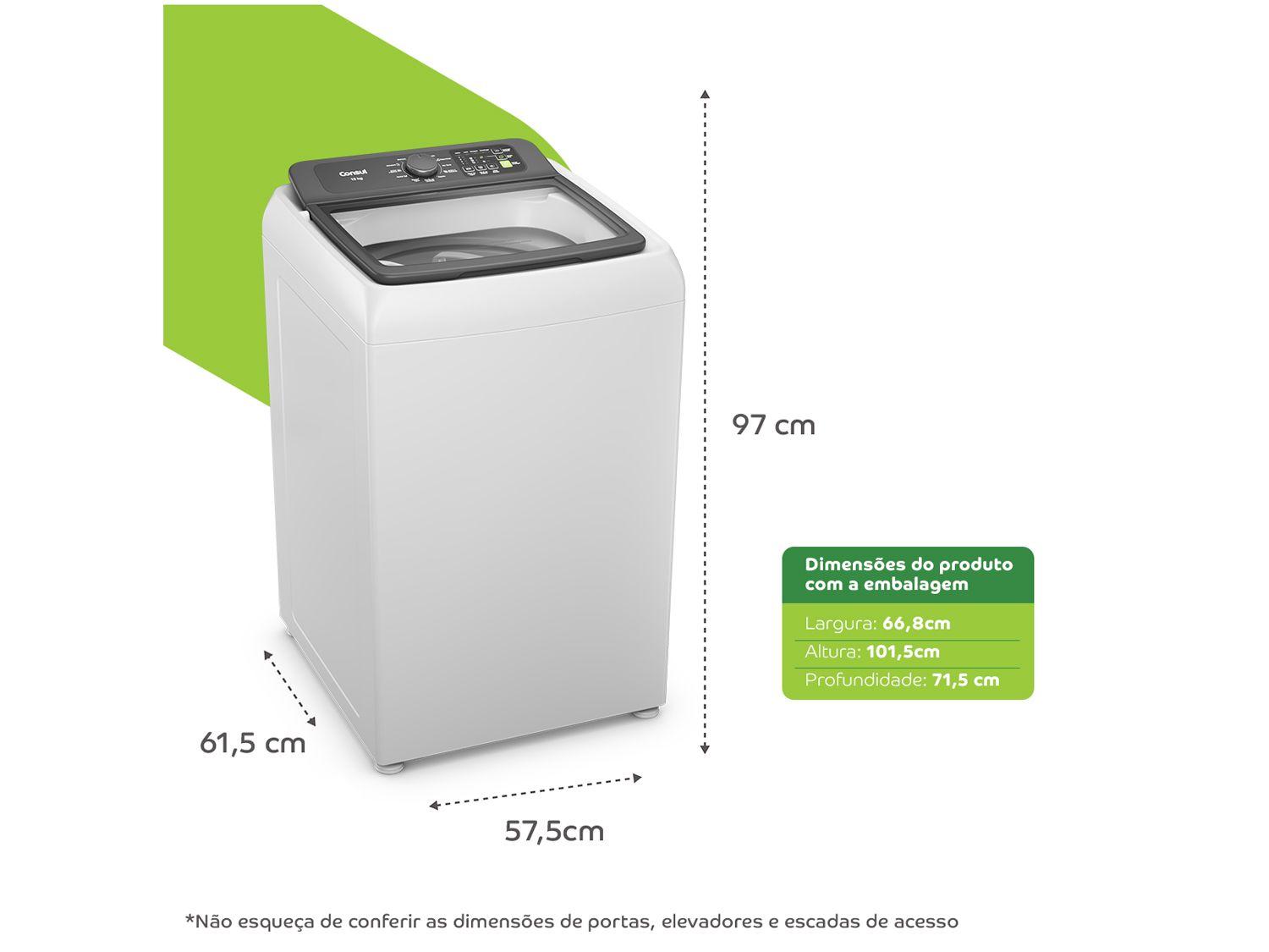 Lavadora de Roupas Consul 13kg Cesto Inox 12 Programas de Lavagem Branca CWN13AB