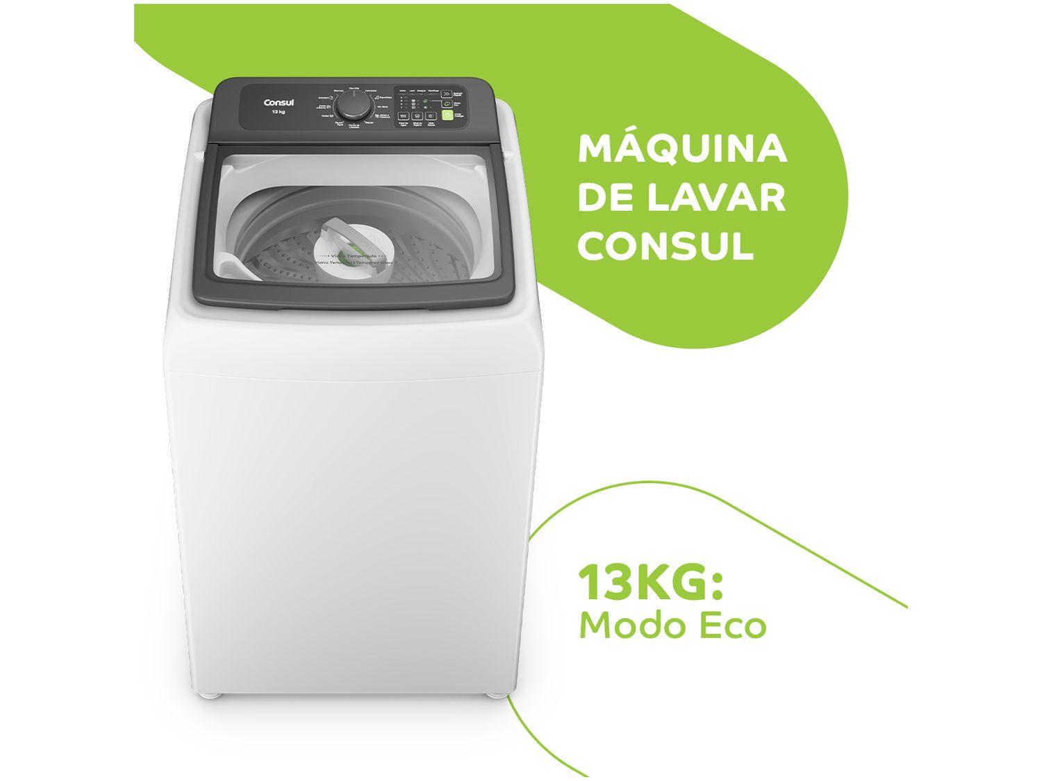 Lavadora de Roupas Consul 13kg Cesto Inox 12 Programas de Lavagem Branca CWN13AB