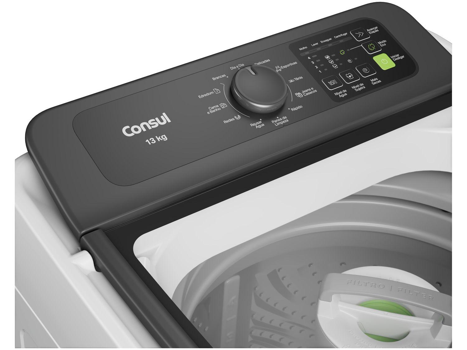 Lavadora de Roupas Consul 13kg Cesto Inox 12 Programas de Lavagem Branca CWN13AB
