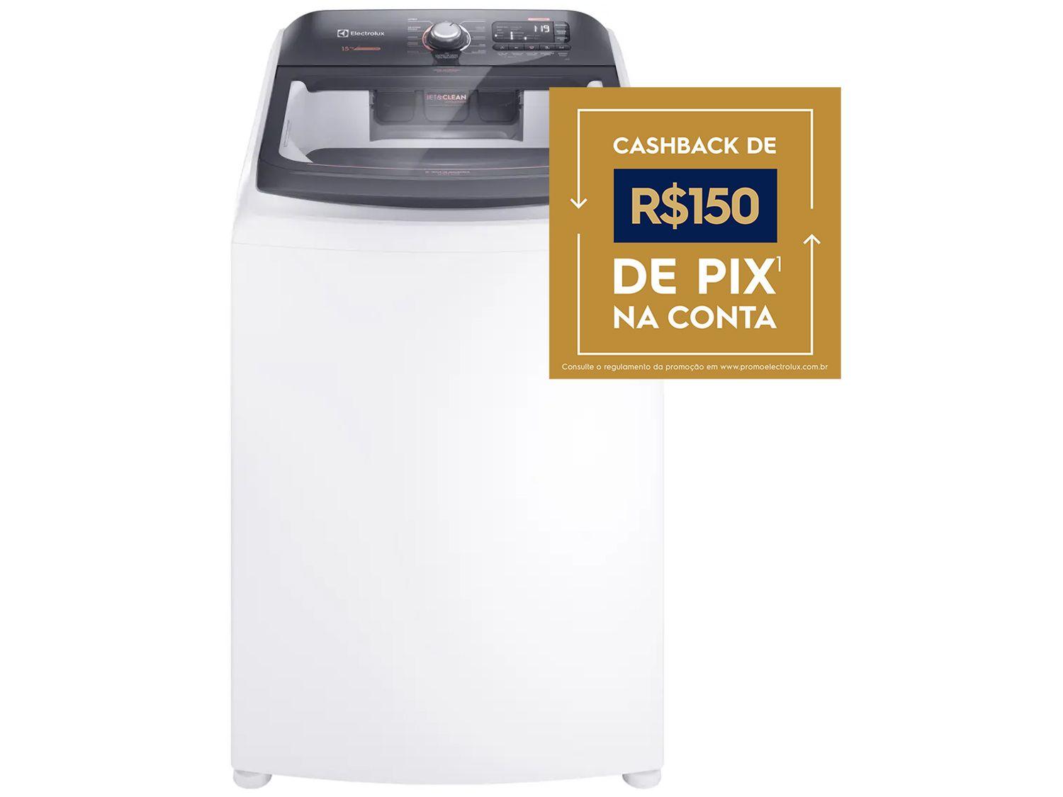 Lavadora de Roupas Electrolux 15kg Cesto Inox 11 Programas de Lavagem Branco Premium Care LEC15